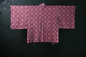 Vintage Japanese Kimono Silk Antique HAORI Jacket Robe Dress Dyed/KIM99/370 - Picture 1 of 10