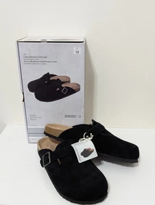 Zoccoli Serra in pelle scamosciata nera mules slide scarpe casual comode taglia 10M - Foto 1 di 8