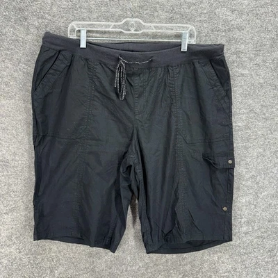 Shorts Cato Cargo Feminino 18/20W Plus Preto Cintura Alta Cordão Bolsos de Algodão - Imagem 1 de 4