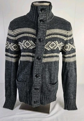 Cárdigan Suéter AMERICAN EAGLE Gris Blanco Sherpa Algodón Mezcla Lana Talla M ¡Nota! Foto 1 de 4