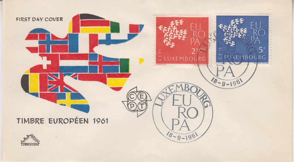LUXEMBOURG : 1961   FDC/ COVER - SCOTT # 382/83  EUROPA - Image 1 of 1