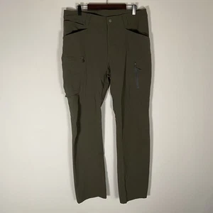 North Face Tech Pants Mens 34 Green Cargo Zip Hip Pockets Nylon Hiking Fishing - Picture 1 of 15