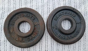 Pair of 1 1/4 LB Healthways / Sportsways Barbell Vtg Weight Plate Standard Size - Picture 1 of 7