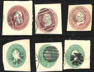 6 geometrische ausgefallene Stempel 2 & 3 Cent Washington Ganzsache Ecke US69B53 - Bild 1 von 3