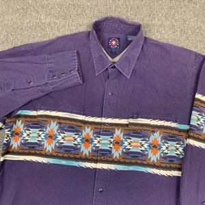 Vintage Panhandle Slim Hemd Herren XL Pearl Snap Lila Western Cowboy Azteken Y2K - Bild 1 von 8