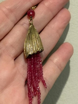 Colgante Anitanja Genuino Rosa Cuarcita Bronce Antiguo Palma Vid Sin Cadena Foto 1 de 4