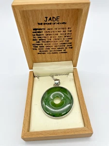 Collana Giada Nefrite, British Columbia Canada, Italia Catena Argento 925 - Foto 1 di 10