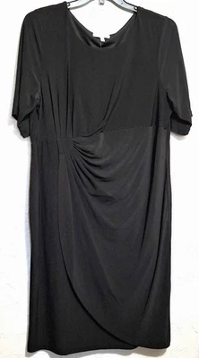 Vestido Midi Classy Signature Sadie Feminino Plus 20W Preto Ruched Wrap Novo com Etiquetas - Imagem 1 de 4