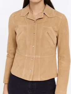 VTG WILSONS LEATHER Maxima Cropped 70s Cowgirl Tan Jacket Women S/M Boho Hippie - Picture 1 of 21