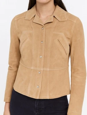 Chaqueta De Colección Wilson Cuero Máxima Recortada A Presión Beige Damas S/M Boho Hippie Foto 1 de 4