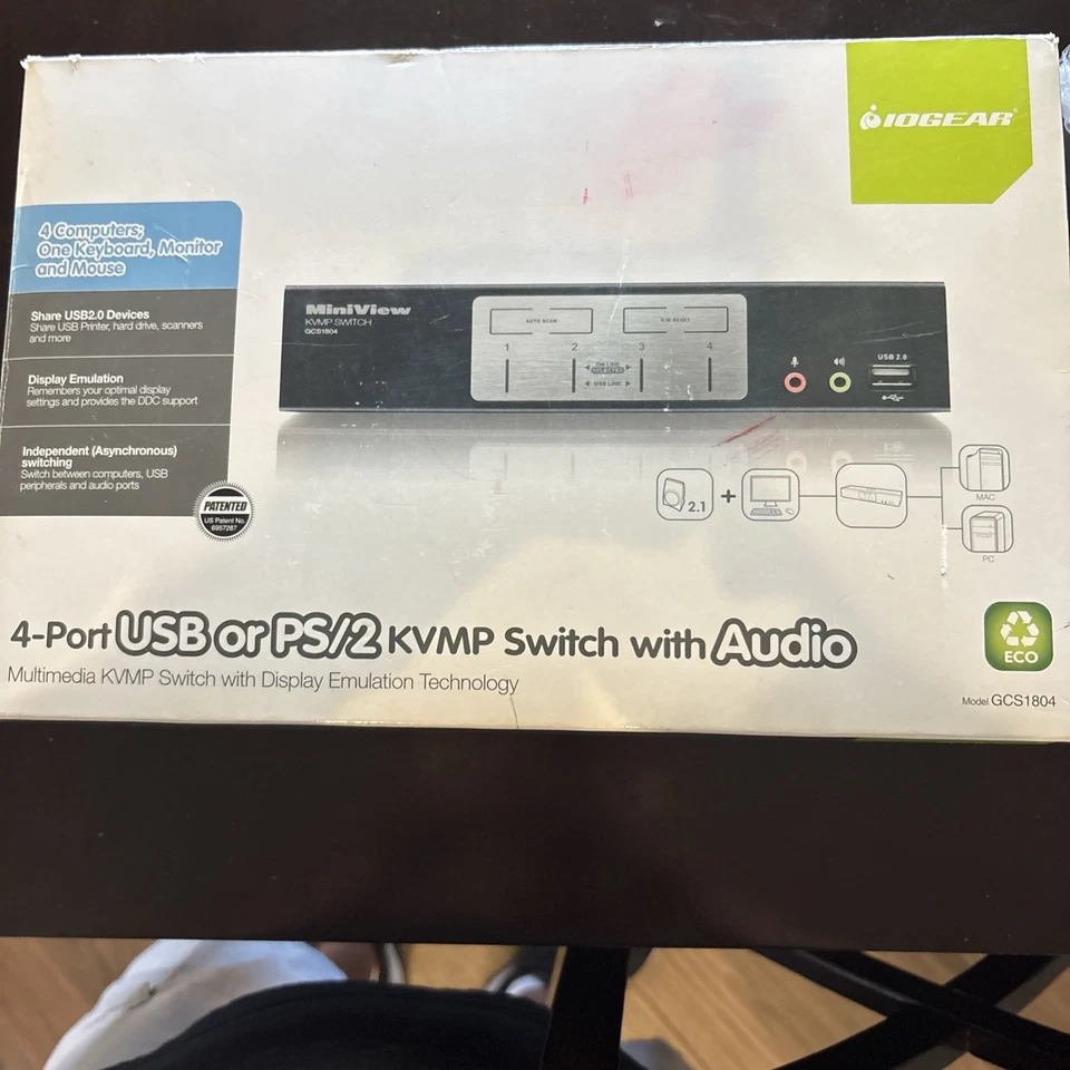 Iogear 4-Port USB/ PS/2  KVMP Switch With Audio GCS1804 BRAND NEW IN BOX - Image 1 of 4