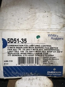 VENTILADOR DE HORNO 5" BLANCO RODGERS 5D51-35 E INTERRUPTOR DE CONTROL DE LÍMITE CON VENTILADOR MANUAL SW - Imagen 1 de 2
