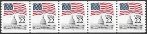 USA Briefmarke #2115 22c. Flagge über Kapitol Streifen mit 5 Platten #2 postfrisch - Bild 1 von 1