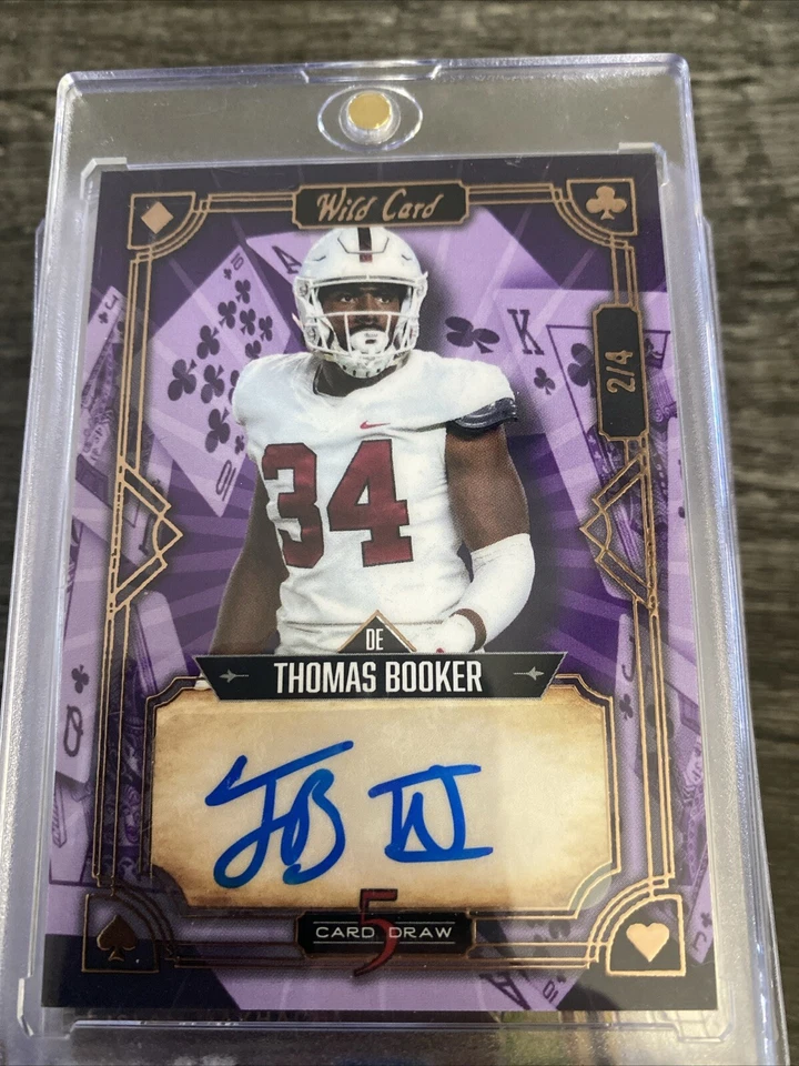 Thomas Booker On Card Auto 2/4 2022 Wild Card 5 Card Stanford & Houston Texans - Image 1 of 1