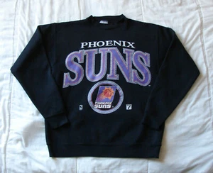 Men's Vintage 90s Logo 7 Black Phoenix Suns NBA Basketball Crewneck Sweater M - Picture 1 of 9