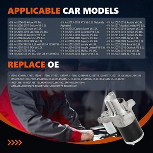 Motorino di Avviamento 17986 Adatto per Enclave LaCrosse SRX 3.6L 2008-2016 12V Ricambio OEM - Foto 1 di 6