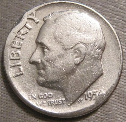 SELLING AS SHOWN - 1954 P ROOSEVELT DIME *** DAMAGED *** 684 Cover