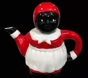 vintage Teapot red white and black - Picture 1 of 7