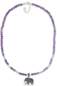 Silberschmuck Kugelkette Amethyst Markasit-Elefant 46/42 cm - Bild 1 von 2