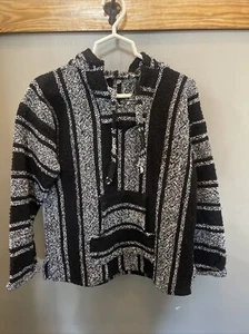 Kid Baja Mexican Blanket Pullover Sweater XL Poncho Hoodie Boho - Picture 1 of 6