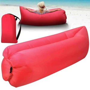 Inflatable Lounger Air Sofa Lazy Bed Travel Cammping Blow Up Beach Chair & Bag - Picture 1 of 25