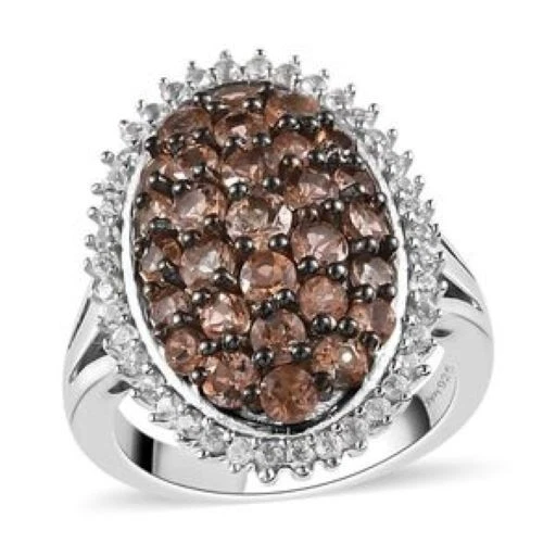 Anillo Jenipapo Andalucita Circón Blanco Natural en Platino Más de SS 2,50 ctw Talla 5 Foto 1 de 4