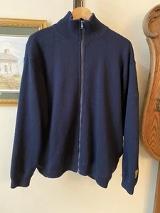 Sporting Occasions Navy Permatex Wind Knit Zip Sweater Jacket Golf Scotland M - Picture 1 of 12