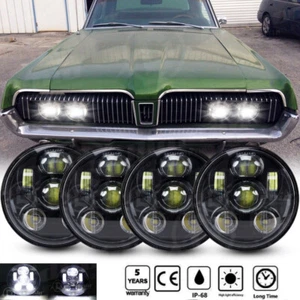 4PCS 5.75" Round LED Headlights Hi/Lo for Mercury Cougar 1967-76 Monterey Comet - Picture 1 of 19