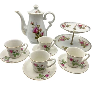 Vintage Moosrose Kaffeekanne Set Floral Chintz Landhaus Kern Shabby Chic - Bild 1 von 18