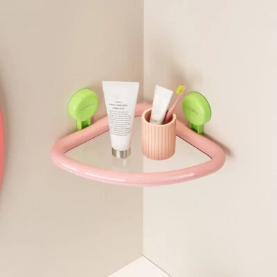 Estante triangular color dopamina estante de almacenamiento de esquina de plástico hogar Foto 1 de 4