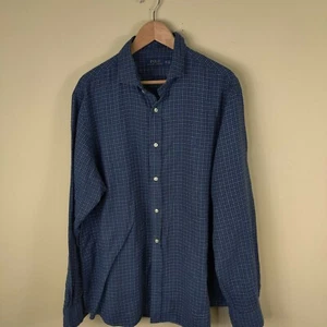 Ralph Lauren Blue Check Button Down Casual Shirt Adult Mens Size XXL - Picture 1 of 8