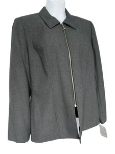 Women's Sz 16 DRESSBARN Suit Separate/Jacket Gray Full Zip LS Lined NEW - Picture 1 of 6
