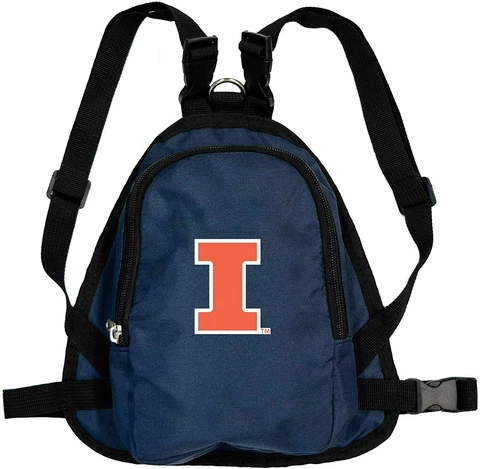 NEW! ILLINOIS FIGHTING ILLINI DOG CAT MINI BACKPACK HARNESS w/LEASH CHOOSE SIZE Cover