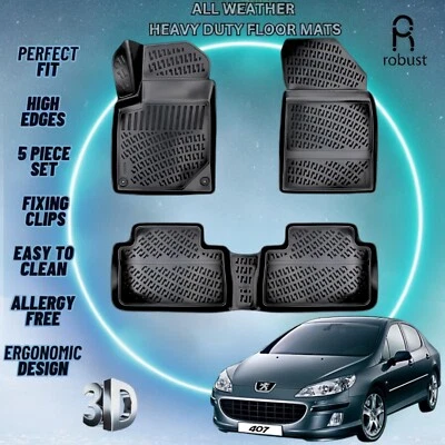 Alfombrillas Coche Personalizadas Para Peugeot 407 2003-2010 TPE Goma Todo Clima Forros 3D Foto 1 de 4