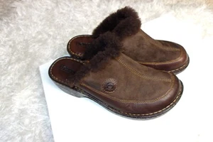 Born Mule Clogs Brown Leather Upper With Fur size 6 - Picture 1 of 8
