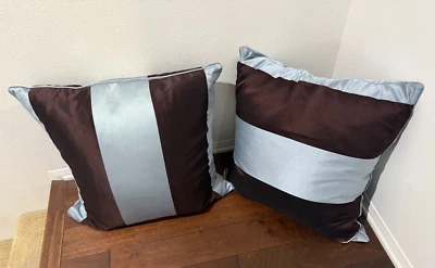 Beautiful! Z Gallerie Decorative Pillow BLUE and BROWN approx 23”x23” - set Of 2 - Image 1 of 2