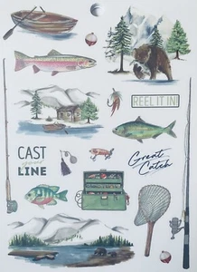 Carrete de pesca de gran captura en señuelos álbum de recortes fundido pegatinas artesanales - Imagen 1 de 1