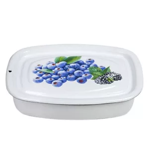 STPGOODS Blueberry Enamel Kitchen Storage Container Enamel 1.1qt - Picture 1 of 12