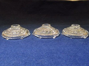 3 Vintage Clear Glass Candle Holders Stars & Bars by Anchor Hocking Single Taper - Imagen 1 de 5