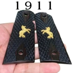 Empuñadura de pistola artesanal para pistola COLT 1911 copa de oro .45 THAI ébano duramen - Imagen 1 de 6