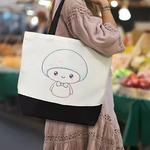 Adorable Mushroom Character Tote Bag for Eco-Friendly Everyday Use - Picture 1 of 6