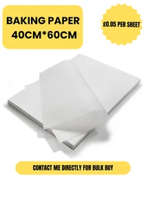 200 sheets White Parchment Silicone Baking Paper Sheets 23" x 15" ( 40cm x 60cm) - Picture 1 of 2