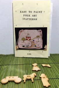 Red Hen Designs Tote Folk Art Scene Wood Buttons Sewing Kit Mooringsport LA - Picture 1 of 3