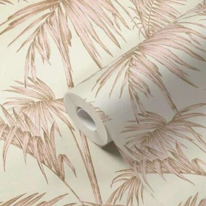 AS Creation Cream/Pink 36919-3 Lola Paris Palm Motif Wallpaper Tropical Fronds - Picture 1 of 5