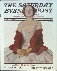 Saturday Evening Post July 22, 1933 Penrhyn Stanlaws cover, Complete Magazine - Foto 1 di 1