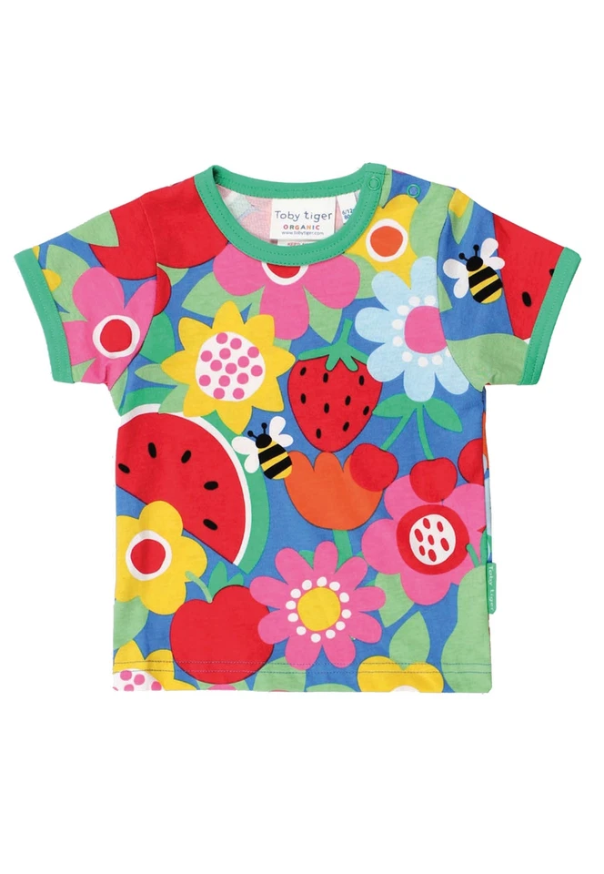 Toby Tiger T-Shirt Blumen und Früchte Print, Bio-Baumwolle - Bild 1 von 1
