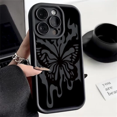 For iPhone 16 Pro Max 15 14 13 12 11 XS XR 8 Butterfly Silicone Phone Case Cover - Image 1 of 4