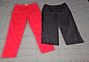Lot Of 2 Women's Size 8 Pants And Capri Pants Curve Appeal & Apt. 9 Red Black - Picture 1 of 22