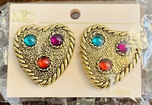 KMQ 80er Vintage Retro Ohrclips goldfarben Kristall Strass nie getragen - Bild 1 von 5