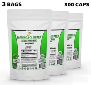 Moringa Oleifera Organic Leaf Extract 10,000mg Serving 100% Pure Capsules 300 - Picture 1 of 7